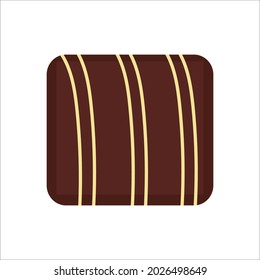 Chocolate candy with white stripes for use in clipart or web design