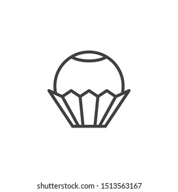 Chocolate candy in wrap line icon. linear style sign for mobile concept and web design. Truffle ball candy outline vector icon. Symbol, logo illustration. Vector graphics