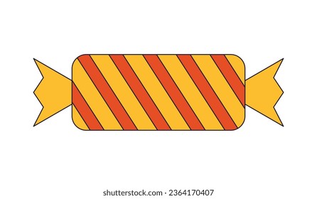 Chocolate candy in wrapped paper flat line color isolated vector object. Sweet food. Editable clip art image on white background. Simple outline cartoon spot illustration for web design