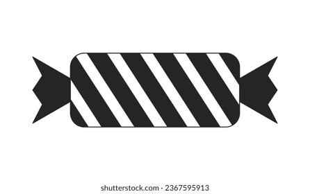 Chocolate candy in wrapped paper flat monochrome isolated vector object. Sweet food. Editable black and white line art drawing. Simple outline spot illustration for web graphic design