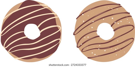 Ilustración plana de rosquillas de chocolate y caramelo