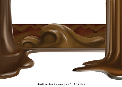 chocolate caramel flowing liquid vector illustration