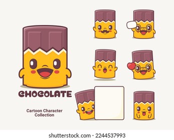 chocolate cartoon. vector illustration with different expressions