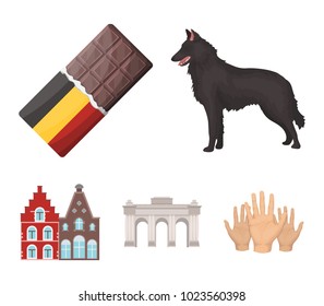 Chocolate, cathedral and other symbols of the country.Belgium set collection icons in cartoon style vector symbol stock illustration web. svg