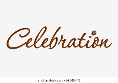 Chocolate celebtation text made of chocolate vector design element.