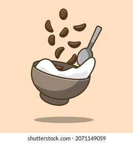 chocolate cereal and milk  illustration