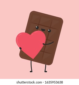 Chocolate character design. Chocolate vector. Heart symbol vector.