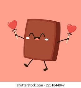 Chocolate character design. Chocolate vector. Heart symbol vector.