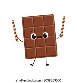 Chocolate character design. Chocolate vector. chocolate on white background. chocolate bar vector.