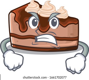 Chocolate cheesecake cartoon character style having angry face