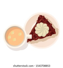 Chocolate cheesecake icon. Isometric illustration of chocolate cheesecake vector icon for web