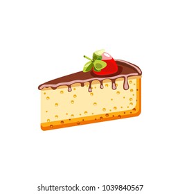 Chocolate cheesecake with strawberries. Dessert. Isolated object. Vector illustration

