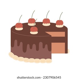 chocolate cherry cake. simple vector illustration.