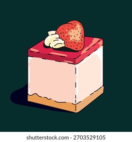 Schokoladenkäsekuchen. flache Illustration im Cartoon-Stil.