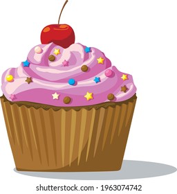 Chocolate cherry cupcake with cream