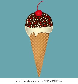Chocolate and cherry ice cream vector