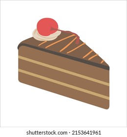 Chocolate Cherry On Top Cake Vector