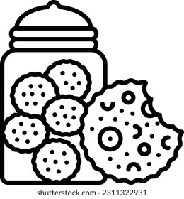 Schokoladenkekse, Vektorsymbol für die Vektorgrafik, Symbol für Bäckerei und Breadsmith, Cuisine-Maestro-Zeichen, Stockillustration von Lebensmittelkonnoisseuren, selbst gemachte Cookies im Jar-Konzept