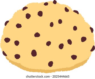 Chocolate chip bun, sweet bun, Bakery illustration. Fresh baked Japanese pastries. For breakfast and lunch and snacks. 