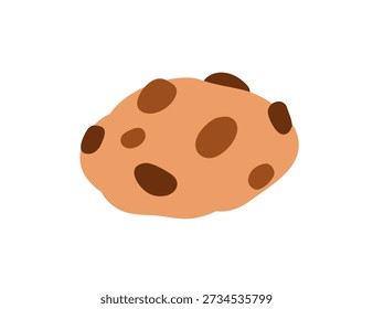 Galleta de chispas de chocolate. Galleta americana con masa desmenuzable y gotas de chocolate dulce. Delicioso postre casero, comida de panadería, delicioso aperitivo. Ilustración vectorial plana aislada sobre fondo blanco