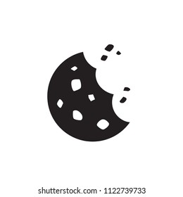 Chocolate chip cookie with bite and crumbs vector icon