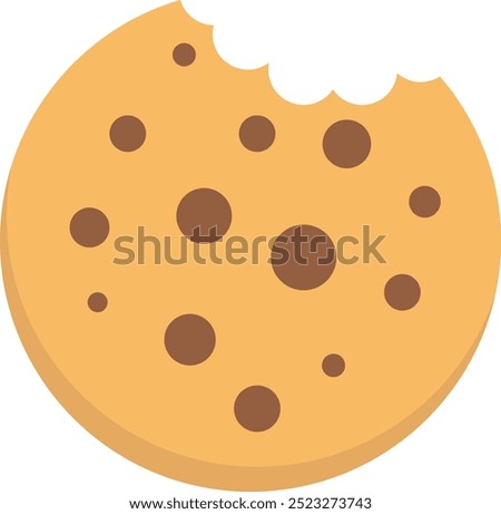 A chocolate chip cookie with bite taken out.