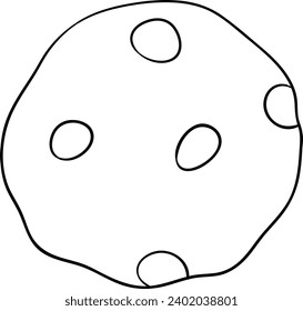 Chocolate Chip Cookie Black and White Vector Line Art Illustration