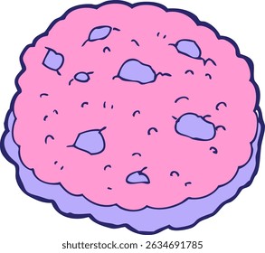 chocolate chip cookie cartoon in bright neon colors