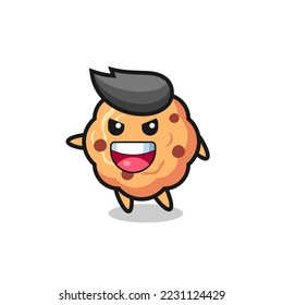 chocolate chip cookie cartoon with very excited pose , cute style design for t shirt, sticker, logo element