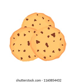 A chocolate chip cookie. Choco cookie icon. Vector illustration