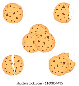 A chocolate chip cookie. Choco cookie icon. Vector illustration