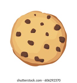 A chocolate chip cookie. Choco cookie icon. Vector illustration