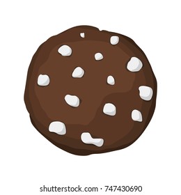A chocolate chip cookie. Choco cookie icon. Vector illustration
