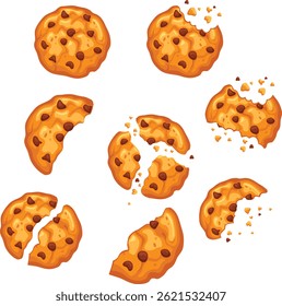 Chocolate Chip Cookie Crumbs and Whole Cookies