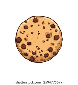 Chocolate chip cookie, depicted from a top-down perspective against a white background
