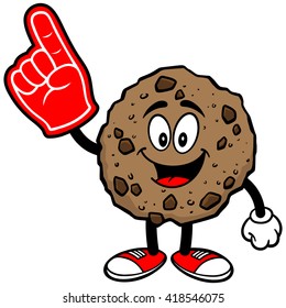Chocolate Chip Cookie with a Foam Finger