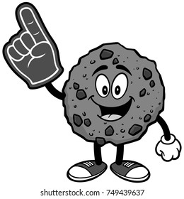 Chocolate Chip Cookie with Foam Finger Illustration