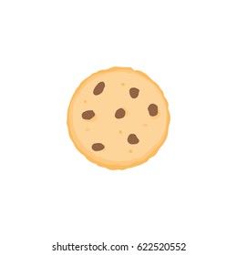 Chocolate Chip Cookie Icon, Flat Design