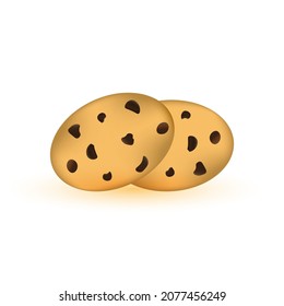Chocolate chip cookie icon isolated on white background. Vector illustration
