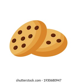 Chocolate Chip Cookie Icon On White Background. Vector Illustration