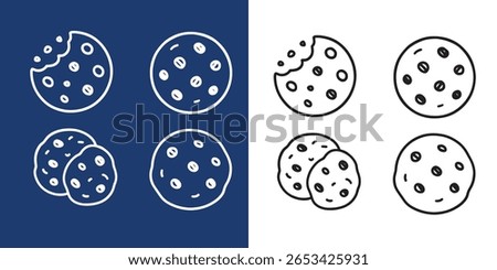 Chocolate chip cookie icon Outline sign symbol Vector