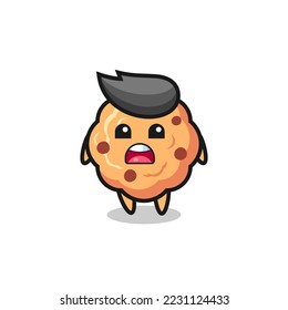 chocolate chip cookie illustration with apologizing expression, saying I am sorry , cute style design for t shirt, sticker, logo element