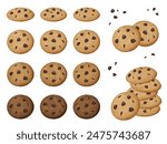 Chocolate chip cookie illustration material set