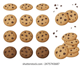 Chocolate chip cookie illustration material set