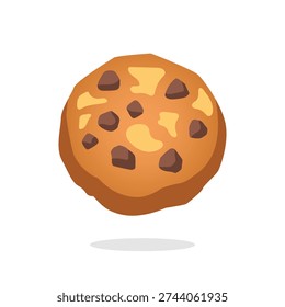 A chocolate chip cookie illustration on a clean white background from a front viewpoint