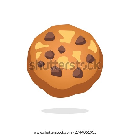 A chocolate chip cookie illustration on a clean white background from a front viewpoint