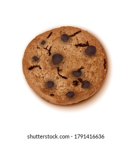 Chocolate Chip Cookie Isolated On White Background. EPS10 Vector