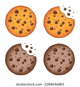 Chocolate chip cookie  isolated on white background.