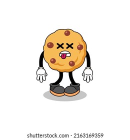 chocolate chip cookie mascot illustration is dead , character design