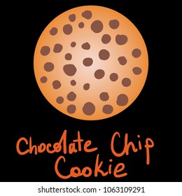 Chocolate Chip Cookie On Black Background With Lettering